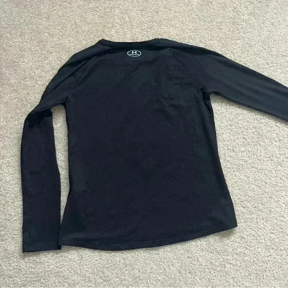 Under Armour Cold Gear Unisex Black Thumb Hole Long Sleeve Shirt Loose Size YXL